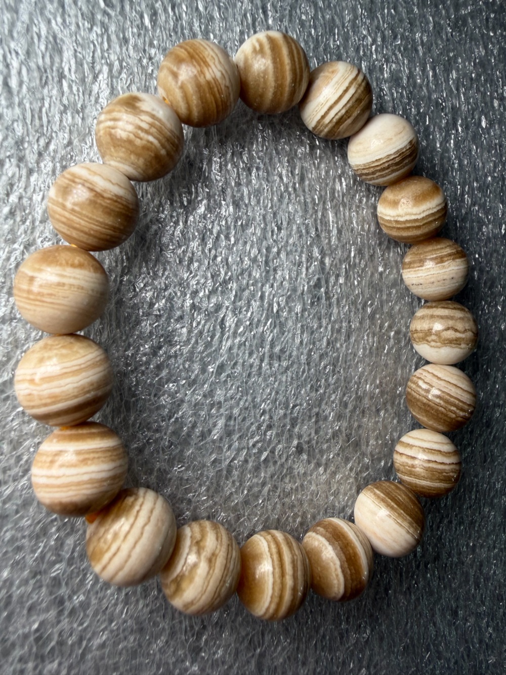 Gorgeous 10MM Yellow Banded Calcite Natural Crystal Bracelet